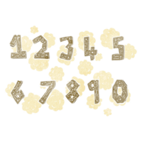 wooden cartoon numbers set png