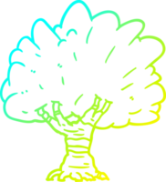 frío degradado línea dibujo de un dibujos animados árbol png