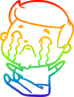 arco Iris gradiente linha desenhando do uma desenho animado homem chorando png