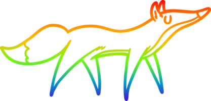 rainbow gradient line drawing of a cartoon fox png