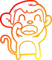 warm gradient line drawing of a shouting cartoon monkey png