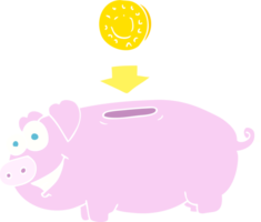 flat color illustration of piggy bank png