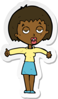 sticker of a cartoon bored woman png