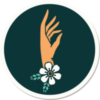 sticker of tattoo in traditional style of a hand and flower png