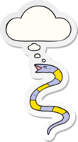 cartoon snake with thought bubble as a printed sticker png