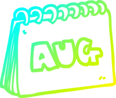 cold gradient line drawing of a cartoon calendar showing month of august png