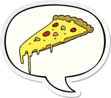 tekenfilm pizza plak met toespraak bubbel sticker png