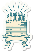 sticker of a tattoo style birthday cake png