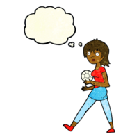 tecknad serie fotboll flicka med trodde bubbla png