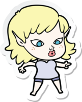 sticker of a pretty cartoon elf girl png