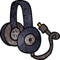 cartoon doodle headphones with wire png