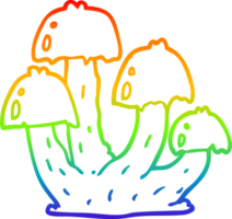 arco iris degradado línea dibujo de un dibujos animados hongos png
