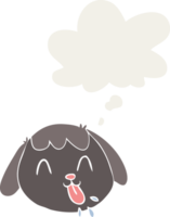 cartoon dog face with thought bubble in retro style png