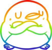 Regenbogen Gradient Linie Zeichnung von ein Pinguin mit gekreuzt Waffen png