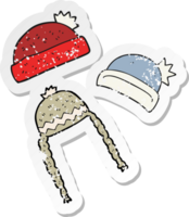 retro distressed sticker of a cartoon winter hats png