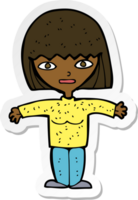 sticker of a cartoon woman with open arms png