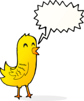 cartone animato contento uccello con discorso bolla png