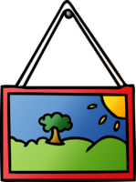 hand drawn gradient cartoon doodle of a picture in frame png