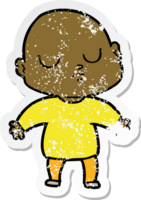 distressed sticker of a cartoon bald man png