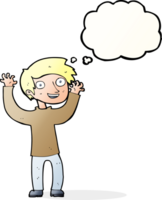 cartoon happy man with thought bubble png
