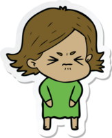 sticker of a cartoon angry girl png