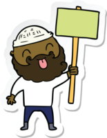 sticker of a bearded protester cartoon png