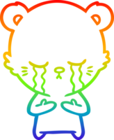 arco iris degradado línea dibujo de un llorando dibujos animados oso png