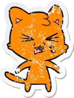 beunruhigter Aufkleber einer zischenden Katze des Cartoon png