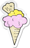 pegatina retro angustiada de un helado de dibujos animados png