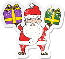 retro distressed sticker of a cartoon annoyed santa png