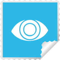 square peeling sticker cartoon of a eye png