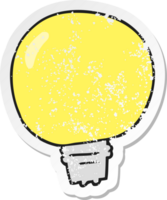 retro distressed sticker of a cartoon light bulb png
