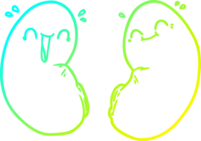 cold gradient line drawing of a cartoon happy kidneys png