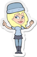 sticker van een tekenfilmvrouw met hoed png