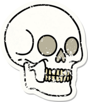 Distressed Sticker Tattoo im traditionellen Stil eines Totenkopfes png