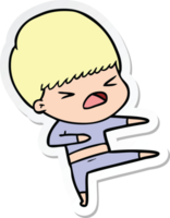 sticker of a cartoon stressed man png