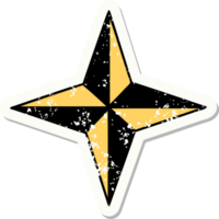 distressed sticker tattoo in traditional style of a star png