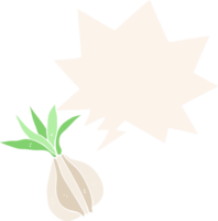 cartoon onion with speech bubble in retro style png