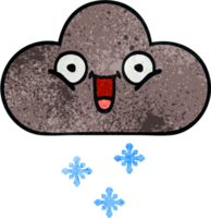 rétro grunge texture dessin animé de une orage neige nuage png