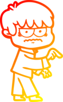 warm gradient line drawing of a annoyed cartoon boy png