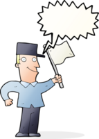 cartoon man waving flag with speech bubble png