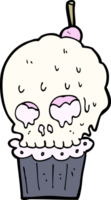 cartoon spooky skull cupcake png