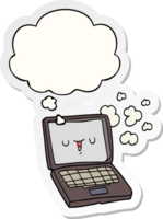 cartoon computer with thought bubble as a printed sticker png