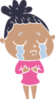 mujer llorando de dibujos animados de estilo de color plano png