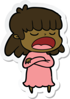 sticker of a cartoon woman talking loudly png