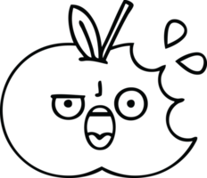 line drawing cartoon of a red apple png