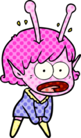 cartoon shocked alien girl png