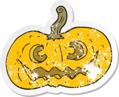 retro distressed sticker of a cartoon halloween pumpkin png