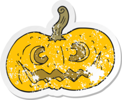 retro noodlijdende sticker van een cartoon halloween pompoen png