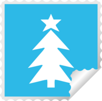 square peeling sticker cartoon of a christmas tree png